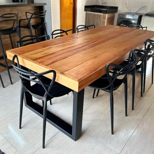 Mesa Jantar 1,80m Pé De Ferro Madeira Peroba Rosa