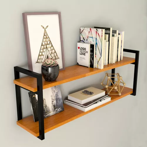 Prateleira Industrial Livros 60x20cm Dupla Reforçada Retrô